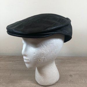 Harley Davidson Black Leather Cabbie Hat